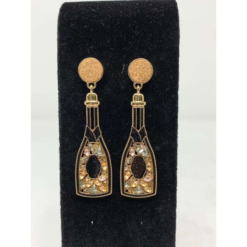 Sugarfix By Baublebar Champagne Bottle Earrings Black Gold Dangle Drop